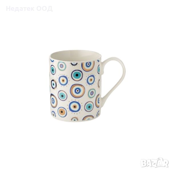  Чаша, за кафе и чай, синьо око, бяла, 370мл, снимка 1