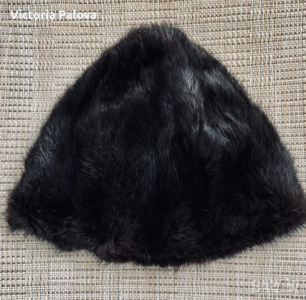 Шапка от заек с лъскав косъм  за модерни малки момичета, снимка 1