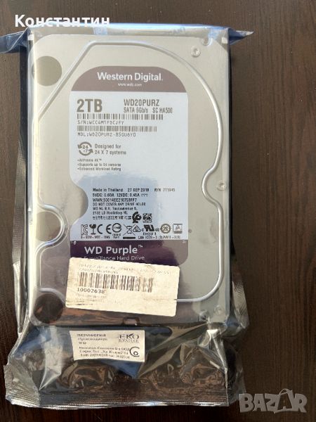 Твърд диск за видеонаблюдение, HDD 2TB WD Purple WD20PURZ, снимка 1