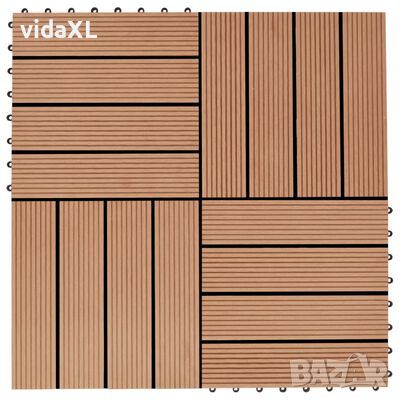 vidaXL 11 бр декинг плочки, WPC, 30x30 см, 1 кв.м., цвят тик（SKU:45024, снимка 1