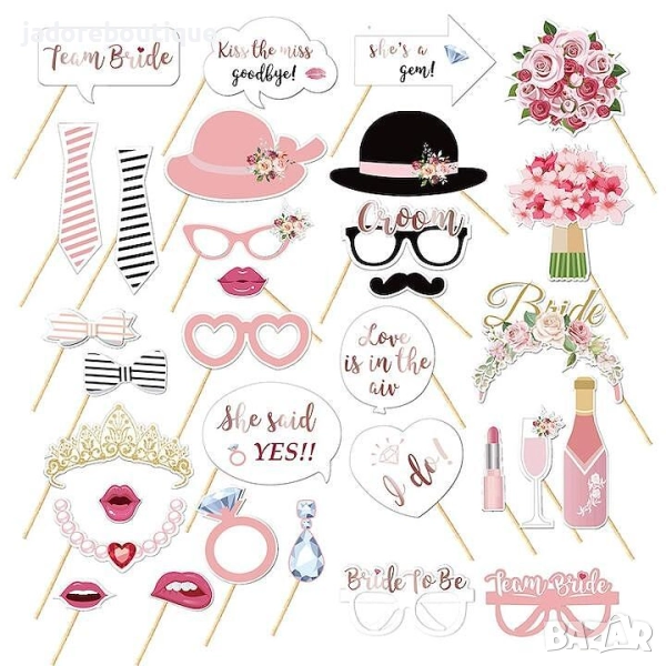 32 броя/ к-кт Парти аксесоари за снимки/ топери за годежно парти, снимка 1