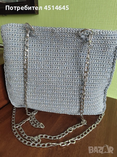 Чанта 34/26/7 см.синьо с ламе нова ръчно плетена , снимка 1