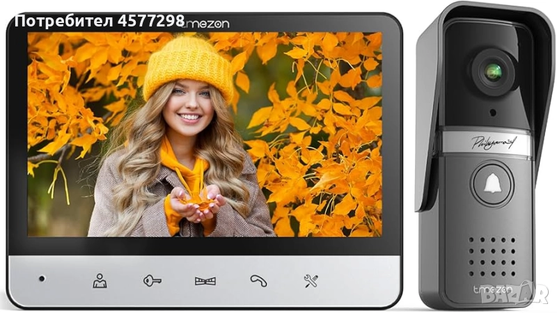 Tmezon Кабелна видеодомофонна система, 7-инчова видеодомофонна камера с монитор,кабелен видеодомофон, снимка 1