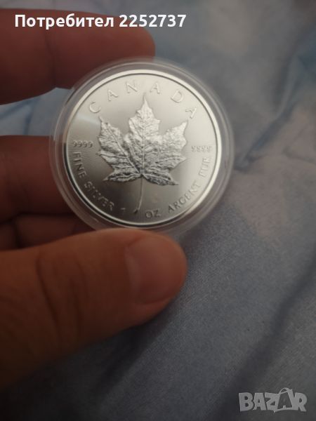 1oz инвестиционно сребро Канадски кленов лист, снимка 1