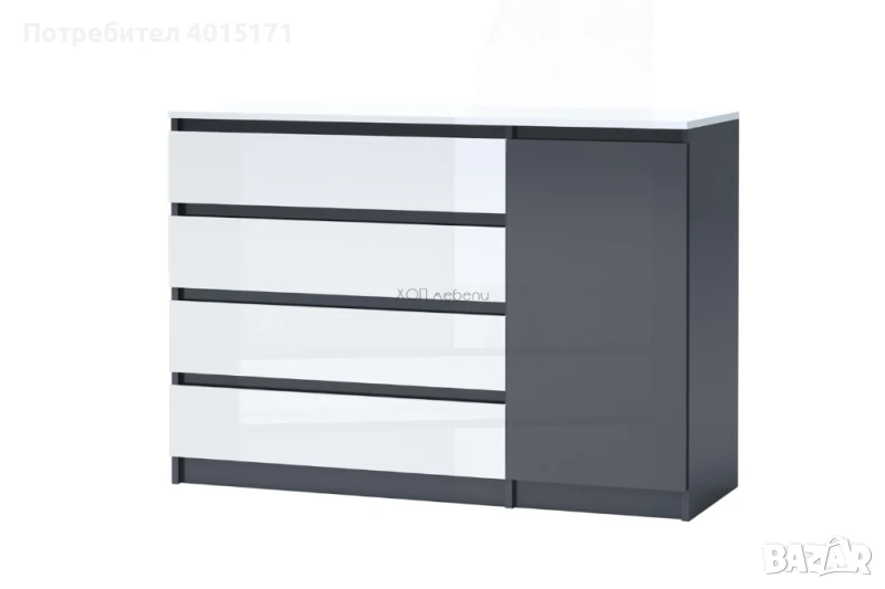 Скрин,бял гланц / антрацит, сглобен, нов, снимка 1