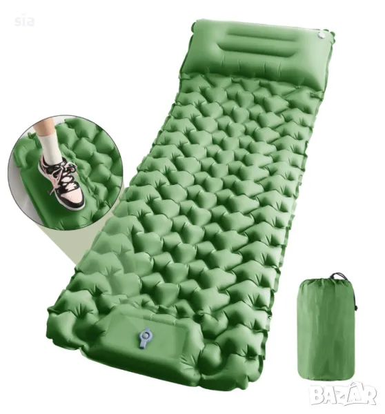 Надуваем матрак с вградена помпа, Надуваема постелка, 196/68/9 см, снимка 1