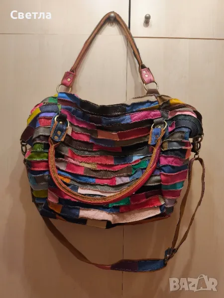 Дамска чанта от естествени парчета кожа, снимка 1