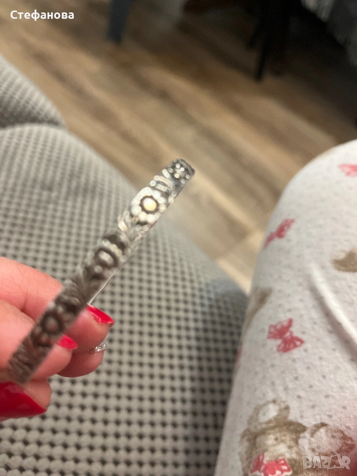 Сребърна твърда гривна, снимка 1