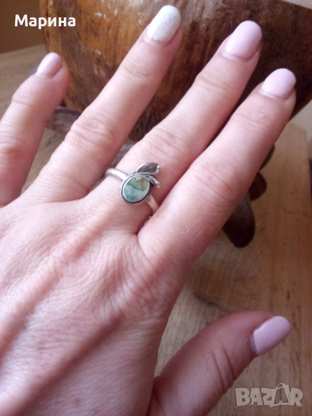Сребърен пръстен със седеф , снимка 1