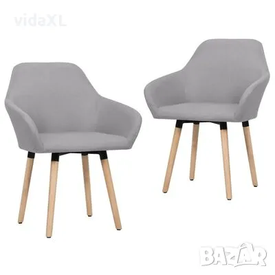 vidaXL Трапезни столове, 2 бр, светлосиви, текстил(SKU:283459), снимка 1