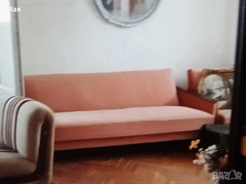 Спешно Розов диван с два фотьойла , ретро, винтидж, употребявани, , снимка 1
