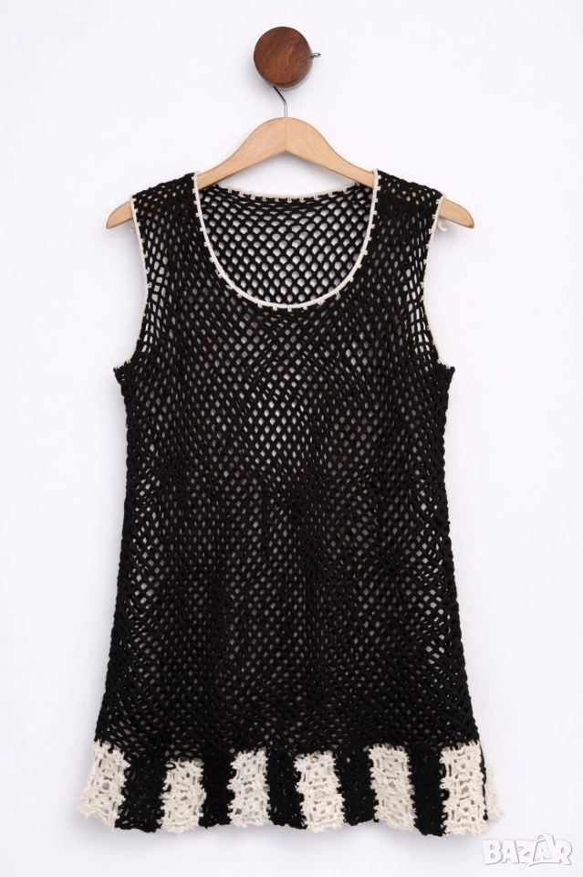 Черна надупчена туника, снимка 1