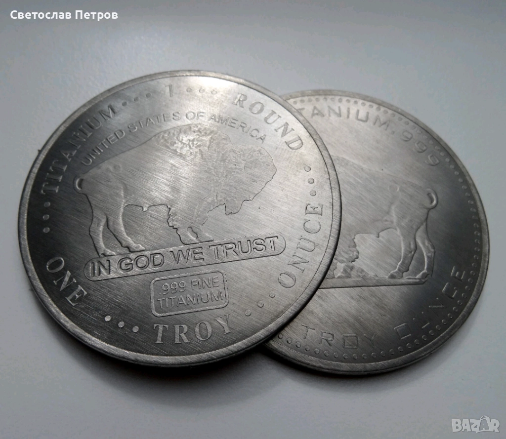 Титан монета 1 OZ 31гр. Американски бизон. , снимка 1