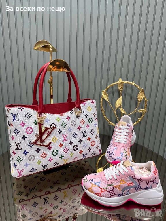 Louis Vuitton Gucci Комплект Дамска Чанта и Дамски Маратонки - Различни Цветове И Модели Код SK409, снимка 1