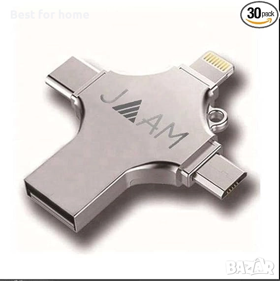 JAAM Многофункционална USB флаш памет за iPhone, iPad, iPod, съвместима с iOS, Android, тип C, Windo, снимка 1