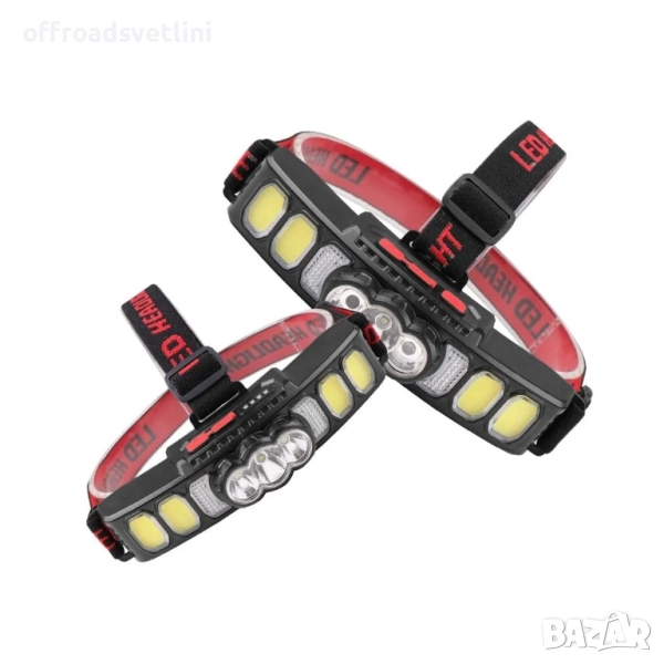 LED Мощен Диоден челник с 6 режима и сензор за движение, водоустойчив, снимка 1