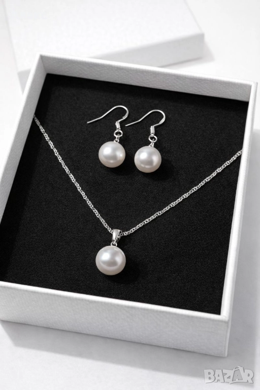 Сребърен комплект Перли, снимка 1
