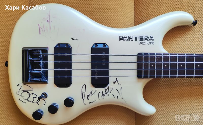 Уникално! Стара японска бас китара Westonе Pantera с автографи от Misfits, снимка 1