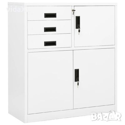vidaXL Офис шкаф, бял, 90x40x102 см, стомана(SKU:336405, снимка 1