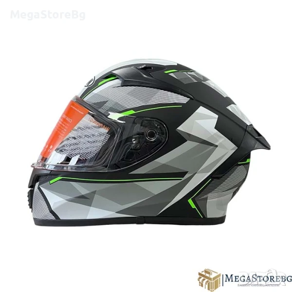 Каска за мотор 108 - размер S - Matt Black/Green, снимка 1