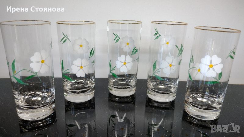 Комплект от 5 броя тънкостенни чаши, кристалин за вода/безалкохолни. , снимка 1