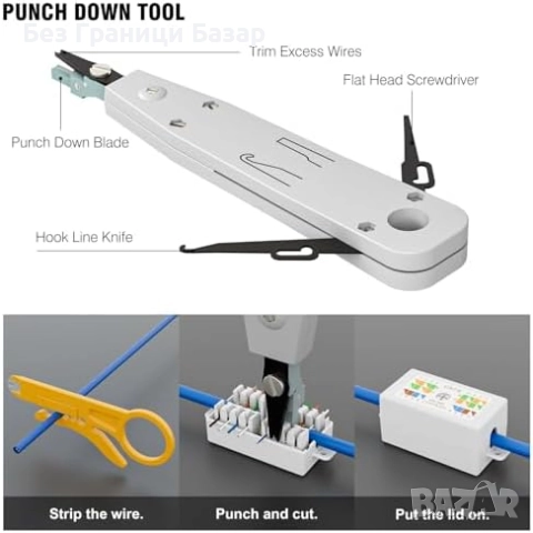 Нов Комплект RJ45 кримпер с тестер, Cat6/Cat6a конектори и куплери, снимка 7 - Други инструменти - 52261207
