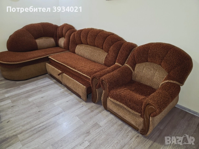 Разтегателен ъглов диван комплект , снимка 2 - Дивани и мека мебел - 52415118