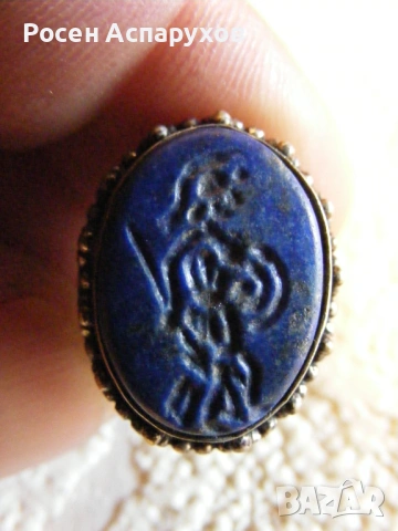 Колекционерски сребърен пръстен с гема лапис лазули