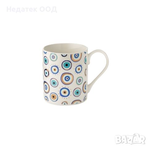  Чаша, за кафе и чай, синьо око, бяла, 370мл, снимка 1 - Чаши - 45332515