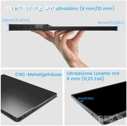 14" Touch монитор 1920x1200 IPS 100% sRGB, снимка 7 - Монитори - 53615587