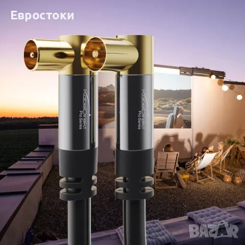 CableDirect – 2x 4K Коаксиален кабел, TV кабел 90° ъглови конектори – TV кабел с устойчиви на счупва, снимка 2 - Стойки, 3D очила, аксесоари - 49785623