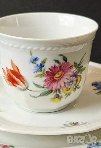 Троен сет чаша за кафе или чай с чинийки - Schirnding Bavaria, снимка 6 - Чаши - 53617879