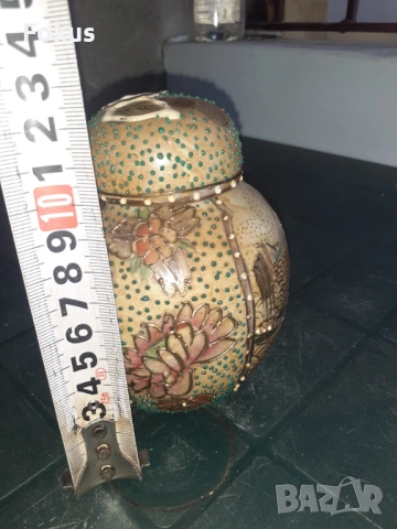 Красива стара ваза порцелан Сатцума Satsuma позлата, снимка 7 - Антикварни и старинни предмети - 53307573