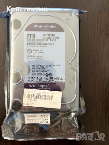 Твърд диск за видеонаблюдение, HDD 2TB WD Purple WD20PURZ, снимка 1