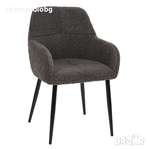  Трапезно кресло ШЕЛИ букле в сив цвят