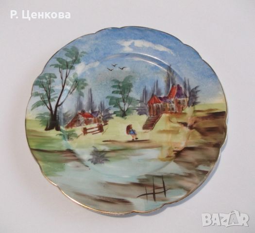 Старинна ръчно рисувана порцеланова чиния, снимка 1 - Други - 45180461