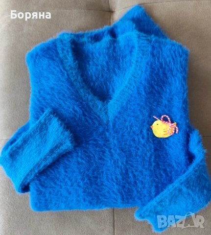 НАМАЛЕН - Нов пухкав пуловер бутик Vision с брошка, снимка 9 - Блузи с дълъг ръкав и пуловери - 38572644