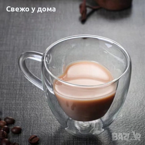 Двустенна стъклена термо чаша във формата на сърце, снимка 4 - Чаши - 53457543