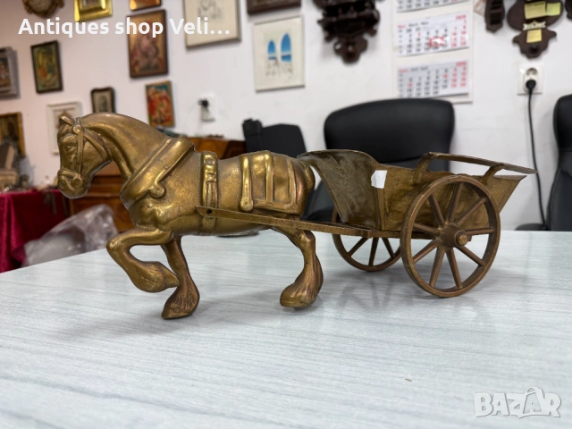 Бронзова каруца с кон №7998