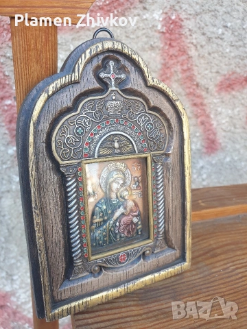малка икона с Божиата Майка , снимка 2 - Икони - 53796786