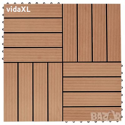 vidaXL 11 бр декинг плочки, WPC, 30x30 см, 1 кв.м., цвят тик（SKU:45024, снимка 1 - Други - 45582833