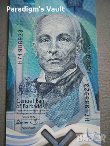 Банкнота - Барбадос - 2 долара UNC | 2022г., снимка 3 - Нумизматика и бонистика - 45911794