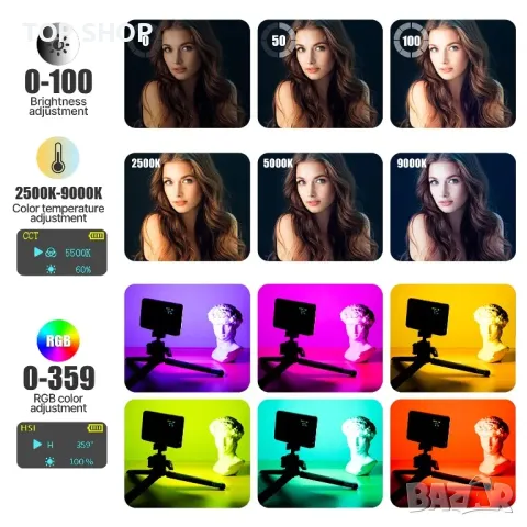 VIJIM VL120 RGB преносима LED DSLR видео светлина за камера/CRI 95+2500-9000K/3100 mah батерия, снимка 2 - Светкавици, студийно осветление - 49308619