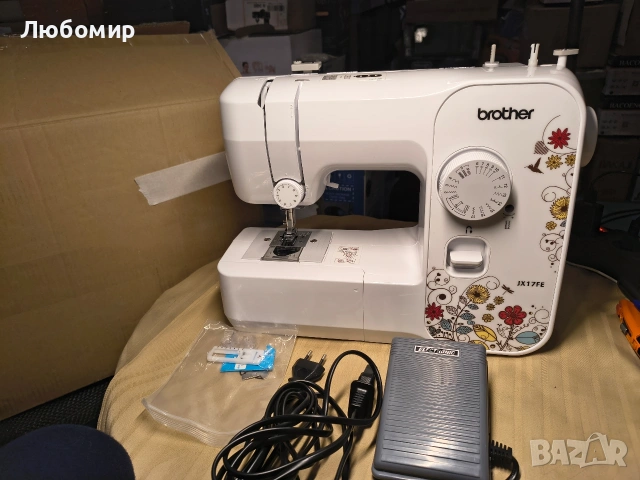 Шевна машина Brother JX17FE, LED осветление, Флорални мотиви, 17 програми, Бяла , снимка 3 - Шевни машини - 54122329