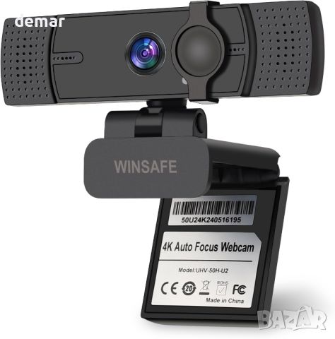 Уеб камера WINSAFE 4K, Ultra HD видео разговори, AI автофокус, двойни шумопотискащи микрофони, снимка 1 - Други - 46307880