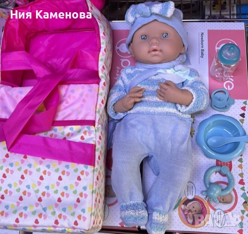 Кукла бебе с пълен комплект – Шише, пижама, легълце и аксесоари - 42 см - НА БЪЛГАРСКИ, снимка 8 - Кукли - 52643639