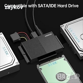 FIDECO IDE и SATA адаптер, USB 3.0 адаптер за твърд диск с превключвател за захранване, снимка 5 - Друга електроника - 50502371