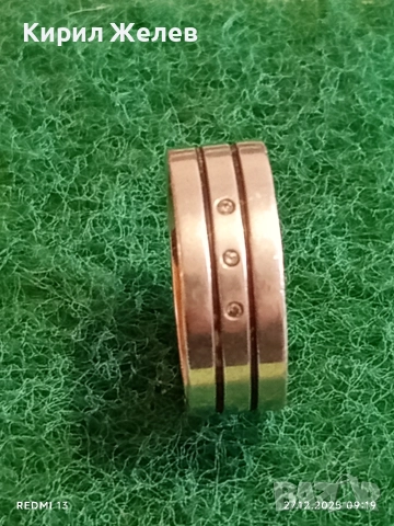 Сребърен пръстен тип халка с инкрустирани кристали Авторско Арт бижу 50123