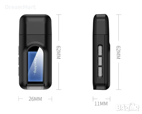 Bluetooth 2-в-1 предавател и приемник с LCD дисплей RT11-3.5 mm, снимка 4 - Друга електроника - 48926332