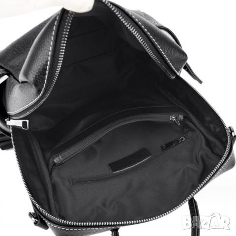 Дамска чанта-раница от естествена кожа Black 1229, снимка 8 - Раници - 45353372